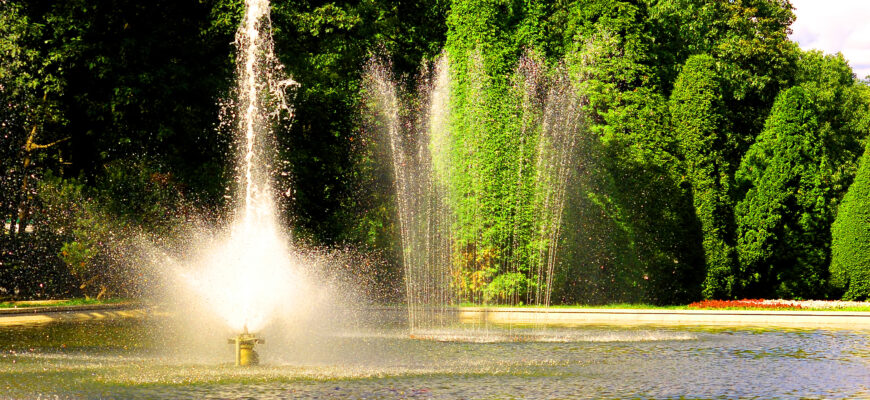 фонтан, лето, жара, парк